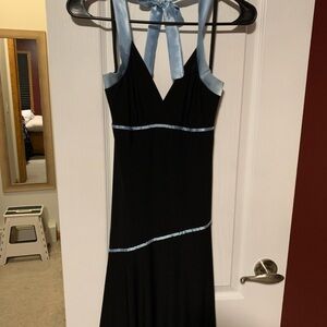Taboo Elegant Black Dress with Light Blue Accents